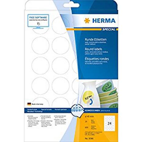 Ετικέτες αυτοκόλλητες HERMA 40mm MOVABLES 5066 (Λευκό)