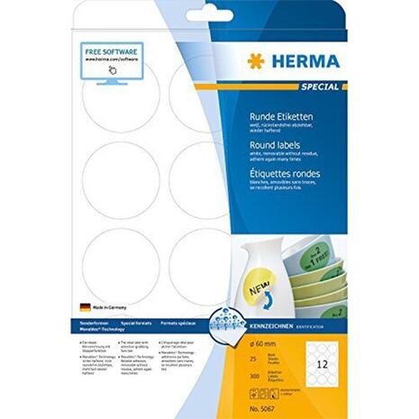 Ετικέτες αυτοκόλλητες HERMA 60mm MOVABLES 5067 (Λευκό)