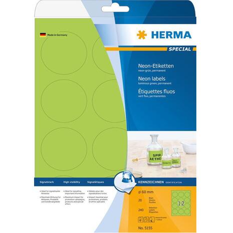 Ετικέτες HERMA φύλλο 60mm πράσινο φωσφοριζέ  (5155) (Πράσινο)