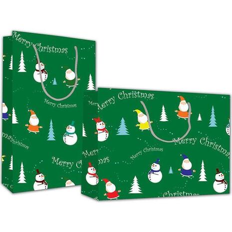 Χάρτινη σακούλα δώρου 24x23x10cm "Merry Christmas" (Διάφορα χρώματα)
