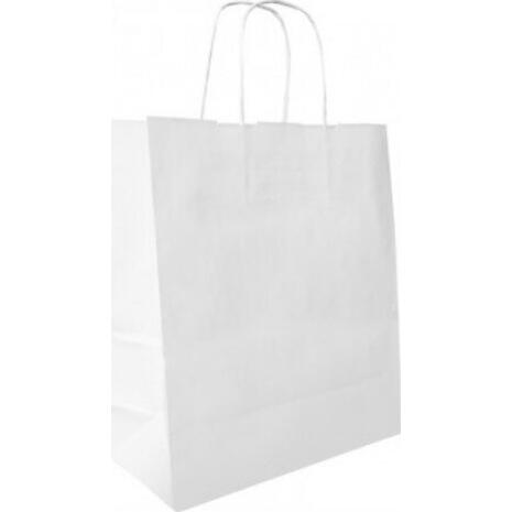 Χάρτινη σακούλα δώρου 35x26x12cm με στριφτό χερούλι (Λευκό)
