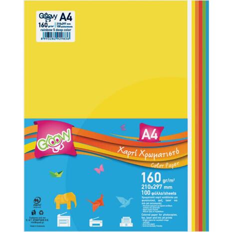Χαρτί εκτύπωσης Groovy Α4 160gr 100 φύλλων (πακέτο 5 χρωμάτων)