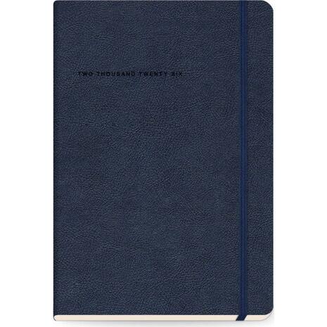 Ημερολόγιο ημερήσιο The Writing Fields Softline 2000 14x21cm 2026 με λάστιχο soft εξώφυλλο με υφή δέρματος μπλε