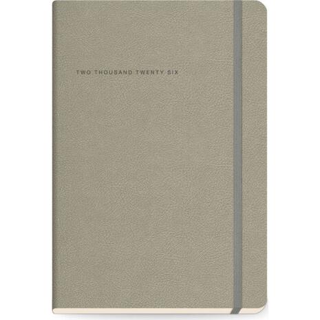 Ημερολόγιο ημερήσιο The Writing Fields Softline 2000 14x21cm 2026 με λάστιχο soft εξώφυλλο με υφή δέρματος Warm Grey