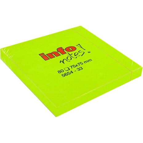 Αυτοκόλλητα χαρτάκια σημειώσεων Info Notes! 75x75mm Λαχανί