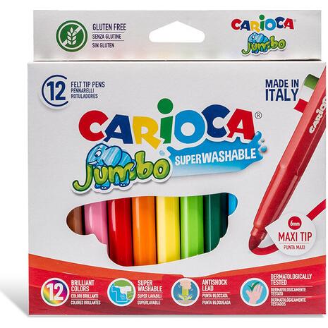 Μαρκαδόροι ζωγραφικής CARIOCA Jumbo Superwashable 5mm (12τεμάχια)