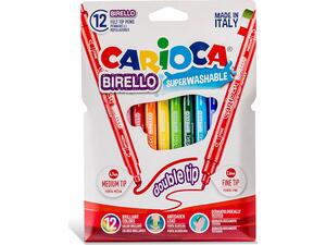 Μαρκαδόροι ζωγραφικής CARIOCA birello double nib Superwashable 2mm - 4mm (12τεμάχια)