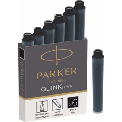 Ανταλλακτικό μελάνι για πένα Parker Quink Mini μαύρο (συσκευασία 6 τεμαχίων) (Μαύρο)