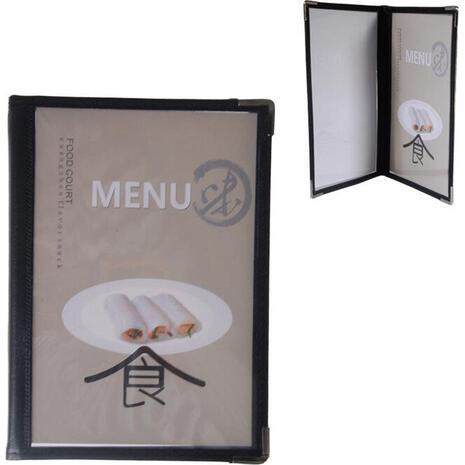 Τιμοκατάλογος (menu) PVC μαύρο 14x21cm A5 για 4 σελίδες
