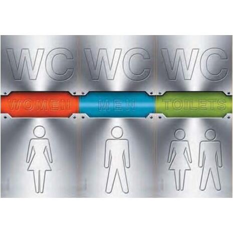 Πινακίδα PVC WC/MEN/WOMEN (3x7x14cm) αυτοκόλλητο