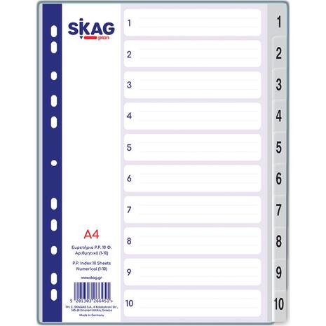 Διαχωριστικό Skag πλαστικό Α4 αριθμητικό (1-10) ECO