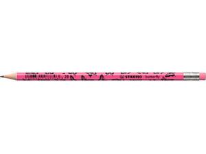 Μολύβι γραφίτη με γόμα Stabilo Butterfly Neon 4920/56 2B Neon Pink