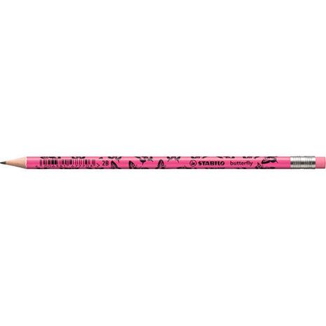 Μολύβι γραφίτη με γόμα Stabilo Butterfly Neon 4920/56 2B Neon Pink