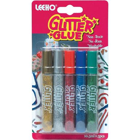 Κόλλες υγρές GLITTER LEEHO 5x10.5ml (συκευασία 5 τεμαχίων)