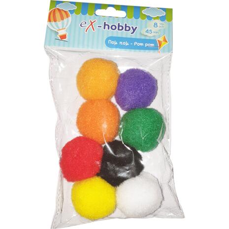 Σφουγγαράκια pom-pom eX-HOBBY 4,5cm συσκευασία 8 τεμαχίων
