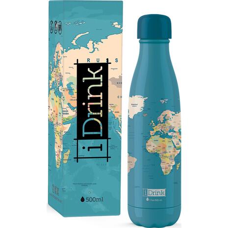 Μπουκάλι θερμός i drink id0092 therm bottle 500ml blue map
