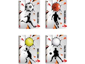 Τετράδιο σπιράλ TETTRIS Sports 17x24cm 3 θεμάτων 90 φύλλων (Διάφορα σχέδια)
