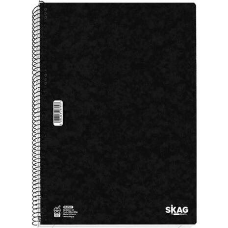 Τετράδιο σπιράλ Skag Black Basic Πρεσπάν A4 4 θεμάτων 120 φύλλων Νο.9204 (297103)
