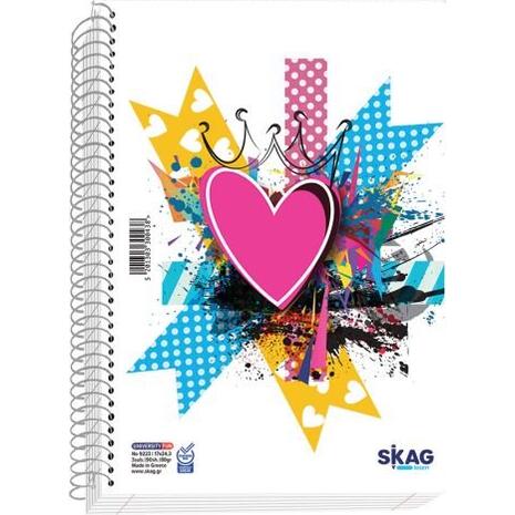 Τετράδιο σπιράλ Skag University Fun Girl 17x25 5 Θεμάτων Ν.9225 διάφορα σχέδια (300452)