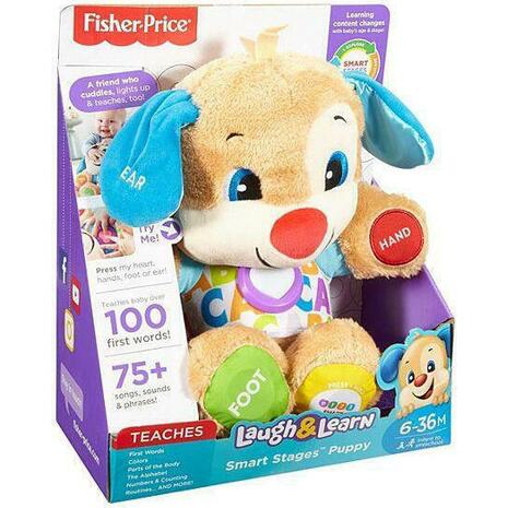 Εκπαιδευτικό σκυλάκι Fisher Price smart stages από Ύφασμα με Μουσική και Ήχους μπλε για 6+ Μηνών (FPN78)