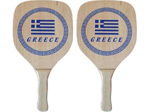 Ρακέτες Παραλίας Ξύλινες Greece (Σετ 2 Τεμ)
