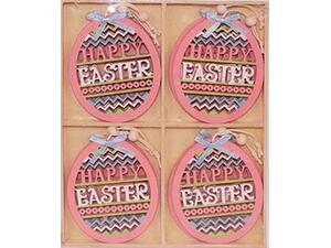 Αυγό διακοσμητικό "Happy Easter" 6,5x8cm ροζ