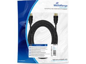 Καλώδιο MediaRange HDMI High Speed with Ethernet connection, gold-plated contacts, 10.2 Gbit/s data transfer rate, 5.0m, cotton, black MRCS211