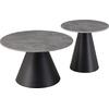 ΤΡΑΠΕΖΙΑ ΣΑΛΟΝΙΟΥ RIDGE HM18266.03 ΚΕΡΑΜΙΚΑ TOP ΜΕ ΟΨΗ ΓΚΡΙ ΜΑΡΜΑΡΟΥ Φ50εκ & Φ70εκ