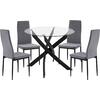 ΣΕΤ ΤΡΑΠΕΖΑΡΙΑΣ 5ΤΜΧ LADY HM21199.01 ΓΥΑΛΙ--ΜΕΤΑΛΛΟ ΣΕ ΜΑΥΡΟ & ΒΕΛΟΥΔΟ ΓΚΡΙ
