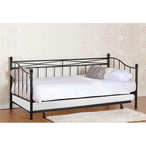 MARIN Set: Daybed με Στρώμα 90x190 + Βοηθητικό Κρεβάτι με Στρώμα 85x185 Μέταλλο Μαύρο (Ε8043,1S)