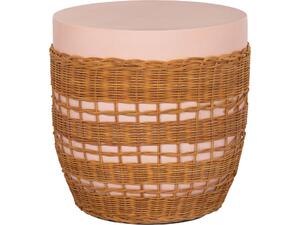 ΒΟΗΘΗΤΙΚΟ ΤΡΑΠΕΖΙ VILHENA HM18166 FIBER CEMENT ΡΟΖ-RATTAN ΦΥΣΙΚΟ Φ44.5x45Υεκ.