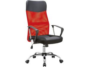 BF2400-PVC Πολυθρόνα Γραφείου Διευθυντή, Βάση Χρώμιο, Pvc - Mesh, Κόκκινο - Μαύρο (ΕΟ502,3P)