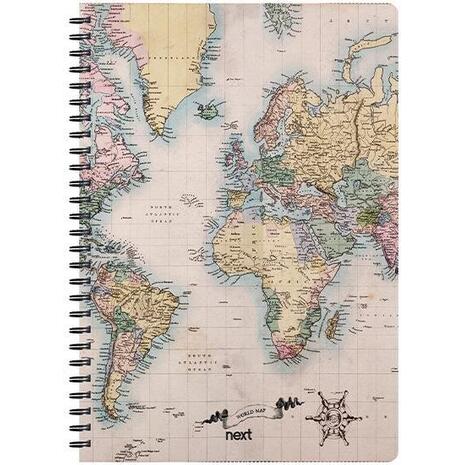 Τετράδιο σπιράλ 2 θεμάτων 21x29cm Next trends world map II
