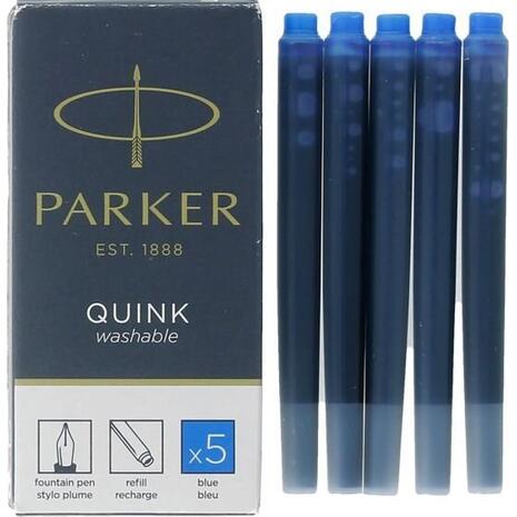 Ανταλλακτικό μελάνι πένας Parker Quink Washable Blue (πακέτο 5 τεμαχίων)