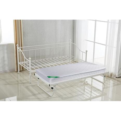 MARIN Set: Daybed (για στρώμα 90x190) + Βοηθητικό Κρεβάτι με Στρώμα 185x85 Μέταλλο Άσπρο (Ε8043,21)
