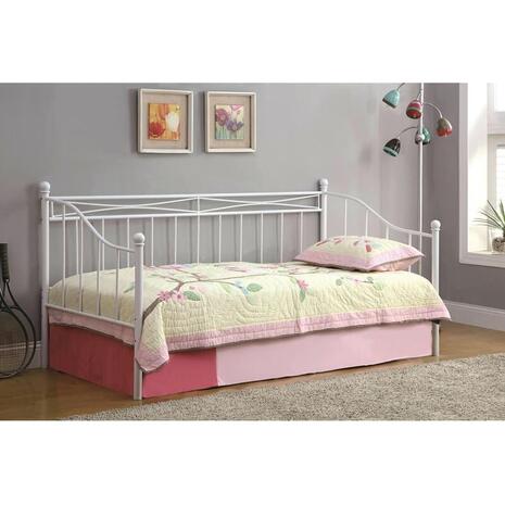 MARIN Set: Daybed με Στρώμα 90x190 + Βοηθητικό Κρεβάτι με Στρώμα 85x185 Μέταλλο Άσπρο (Ε8043,2S)