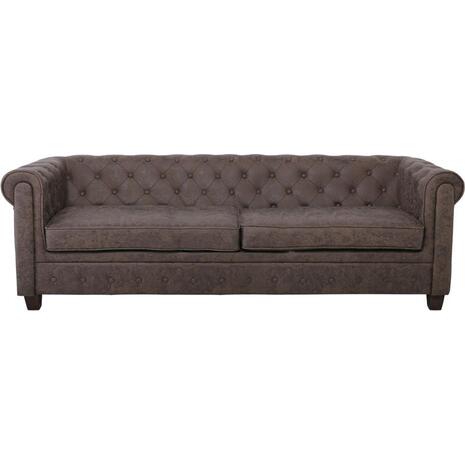 CHESTERFIELD Newport Kαναπές 3Θέσιος Σαλονιού - Καθιστικού, Ύφασμα Antique Look Καφέ (Ε9420,33)