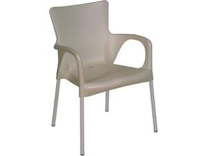 LARA Πολυθρόνα Pro Dining Στοιβαζόμενη, ALU Silver, PP - UV Protection Απόχρωση Tortora (Ε306,9)