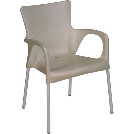 LARA Πολυθρόνα Pro Dining Στοιβαζόμενη, ALU Silver, PP - UV Protection Απόχρωση Tortora (Ε306,9)