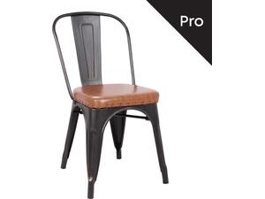 RELIX Καρέκλα-Pro, Στοιβαζόμενη, Μέταλλο Βαφή Antique Black, Pu Camel (Ε5191P,104)