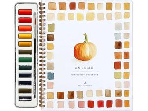 Βιβλίο Ζωγραφικής - χρωματισμού "Autumn" & 12 Νερομπογιές 16x24εκ 14 φύλλα (36248)