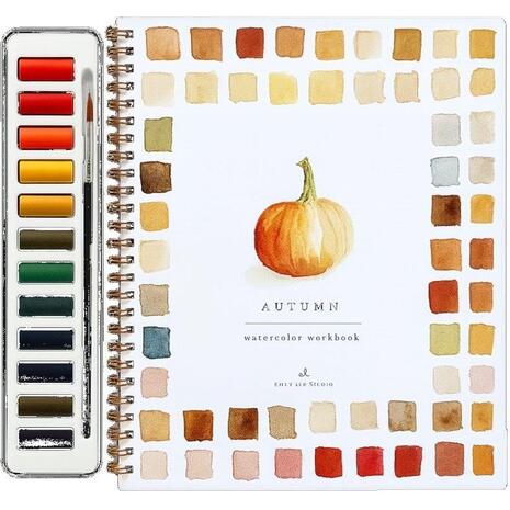 Βιβλίο Ζωγραφικής - χρωματισμού "Autumn" & 12 Νερομπογιές 16x24εκ 14 φύλλα (36248)