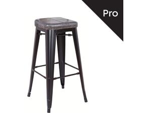 RELIX Σκαμπό Bar-Pro, Στοιβαζόμενο, Μέταλλο Βαφή Μαύρο Matte, Pu Σκούρο Γκρι (Ε5190P,12M)