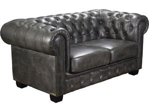 CHESTERFIELD Birmingham Kαναπές 2Θέσιος Σαλονιού Καθιστικού, Δέρμα Antique Grey (Ε9574,22)