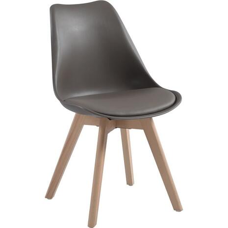 MARTIN Καρέκλα Τραπεζαρίας Metal Cross Ξύλο, PP Sand Beige, Αμοντάριστη Ταπετσαρία (σετ 4 τεμαχίων) (ΕΜ136,90W)
