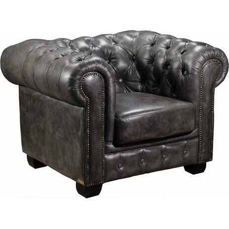 CHESTERFIELD Birmingham Πολυθρόνα Σαλονιού Καθιστικού, Δέρμα Antique Grey (Ε9574,12)