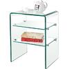 GLASSER Κομοδίνο Clear  2 Ράφια - Γυαλί 10mm / 6mm (ΕΜ729)
