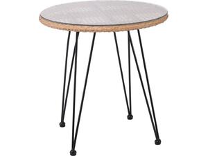 SALSA Τραπέζι Μέταλλο Βαφή Μαύρο, Wicker Φυσικό (Ε244,Τ)