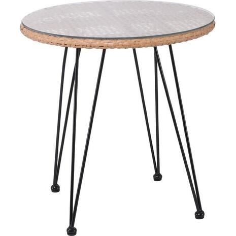 SALSA Τραπέζι Μέταλλο Βαφή Μαύρο, Wicker Φυσικό (Ε244,Τ)