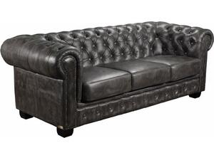 CHESTERFIELD Birmingham Καναπές 3Θέσιος Σαλονιού Καθιστικού, Δέρμα Antique Grey (Ε9574,32)
